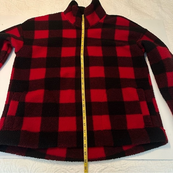Old Navy Sherpa Buffalo Plaid Red Black 1/4 Zip Pullover NWT - XL - Picture 10 of 12